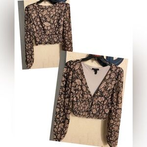Forever 21 Black and Brown Floral Blouse